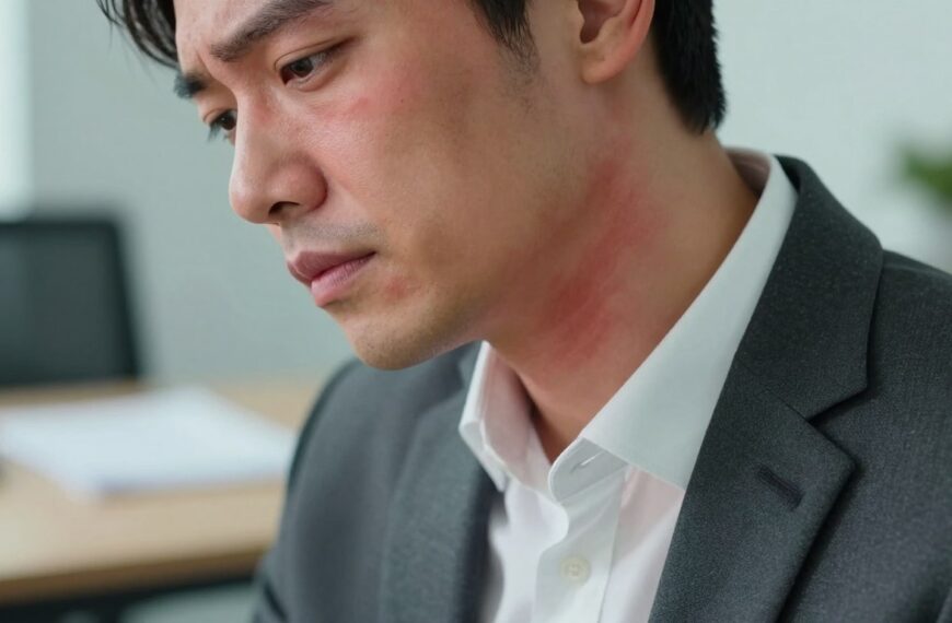 Czerwone plamy na szyi a stres