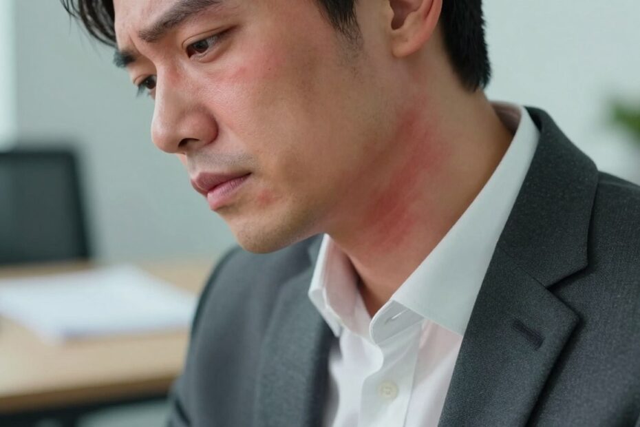 Czerwone plamy na szyi a stres