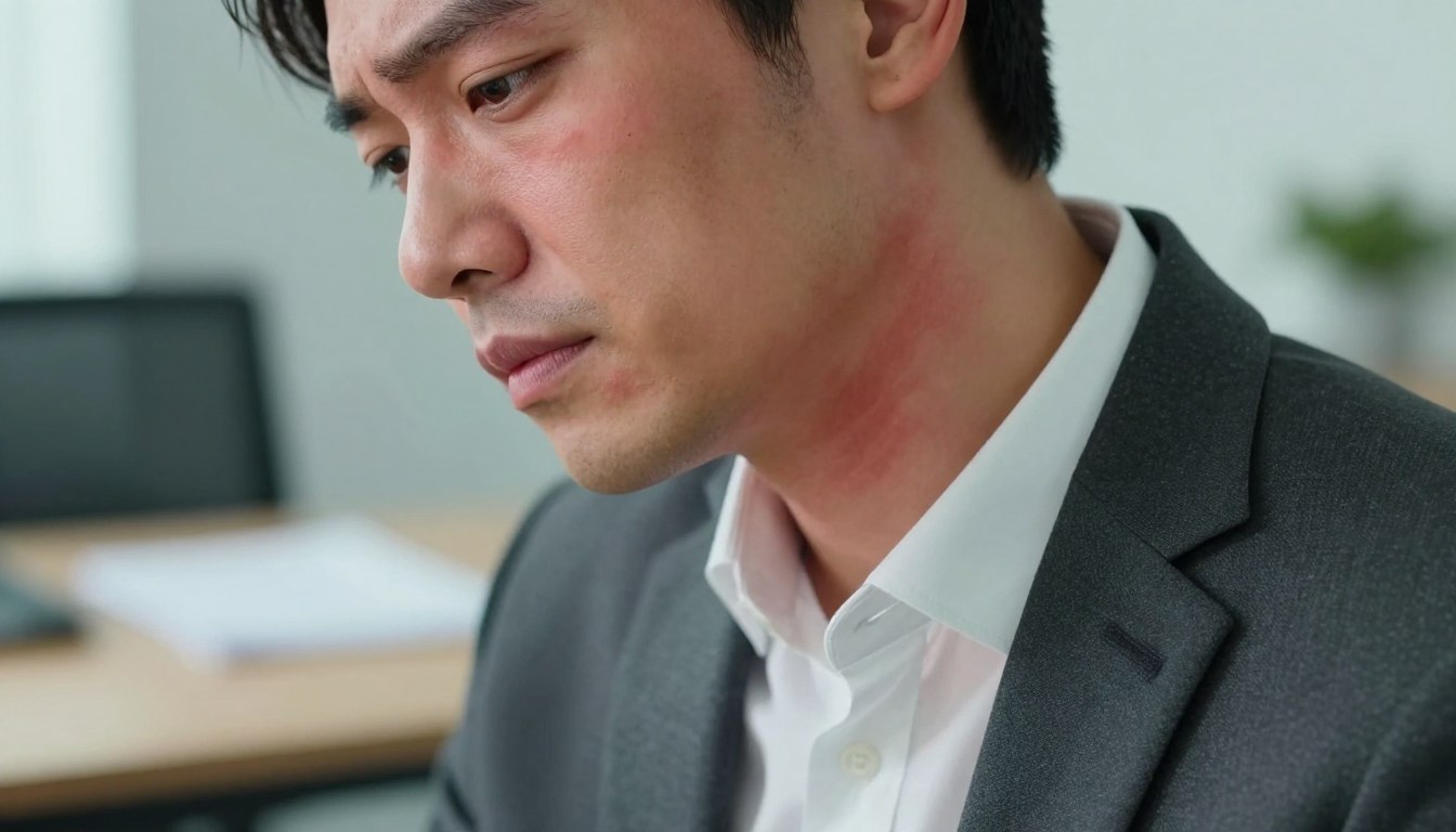 Czerwone plamy na szyi a stres